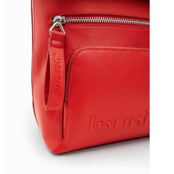 DESIGUAL Eco leather backpack with embossed logo, red - Picture 6 of 8